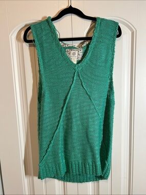 Element Women's Teal V-Neck Knit Sweater Vest. With hoodie